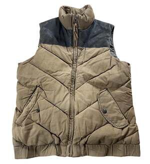 Filson Vest Mens M Brown Puffer Jacket Canvas Down Insulated Quilted Collared